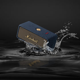 Marshall Emberton III midnight blue finish showcases rugged, iconic Marshall styling.