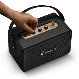 Marshall Kilburn III brass accents blend retro style with modern performance.