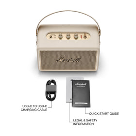 Marshall Kilburn III Cream charging bank powers your phone on the go