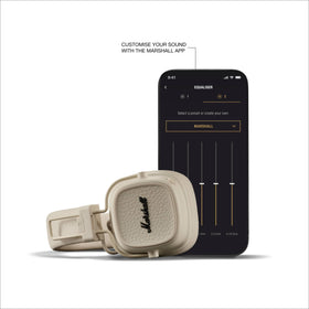 Marshall Major V cream microphone for calls enables clear conversations.