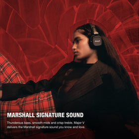 Marshall Major V front view in sleek black finish.