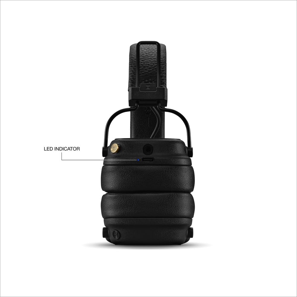 Lightweight, foldable design of Marshall Major V for compact travel.
