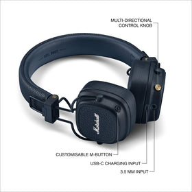 Marshall Major V wireless charging for quick power top-ups.