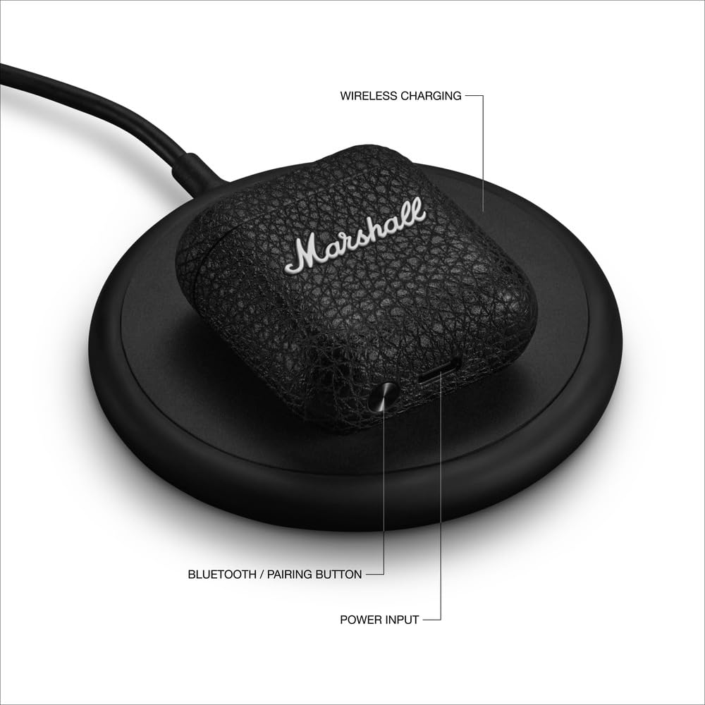 Marshall Minor IV call microphone used for hands-free conversations during commute.