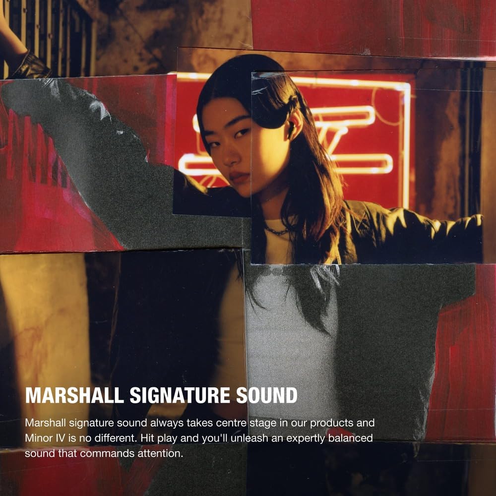 Marshall Minor IV earbuds with in-ear fit for comfortable all-day wear and secure grip.