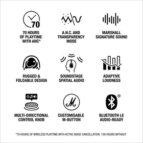 Built in microphone on Marshall Monitor III A.N.C. enables clear calls.