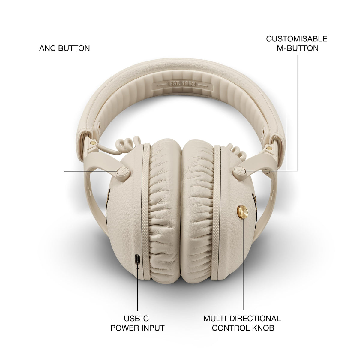 Marshall Monitor III A.N.C. cream headphones ideal for daily commuting.