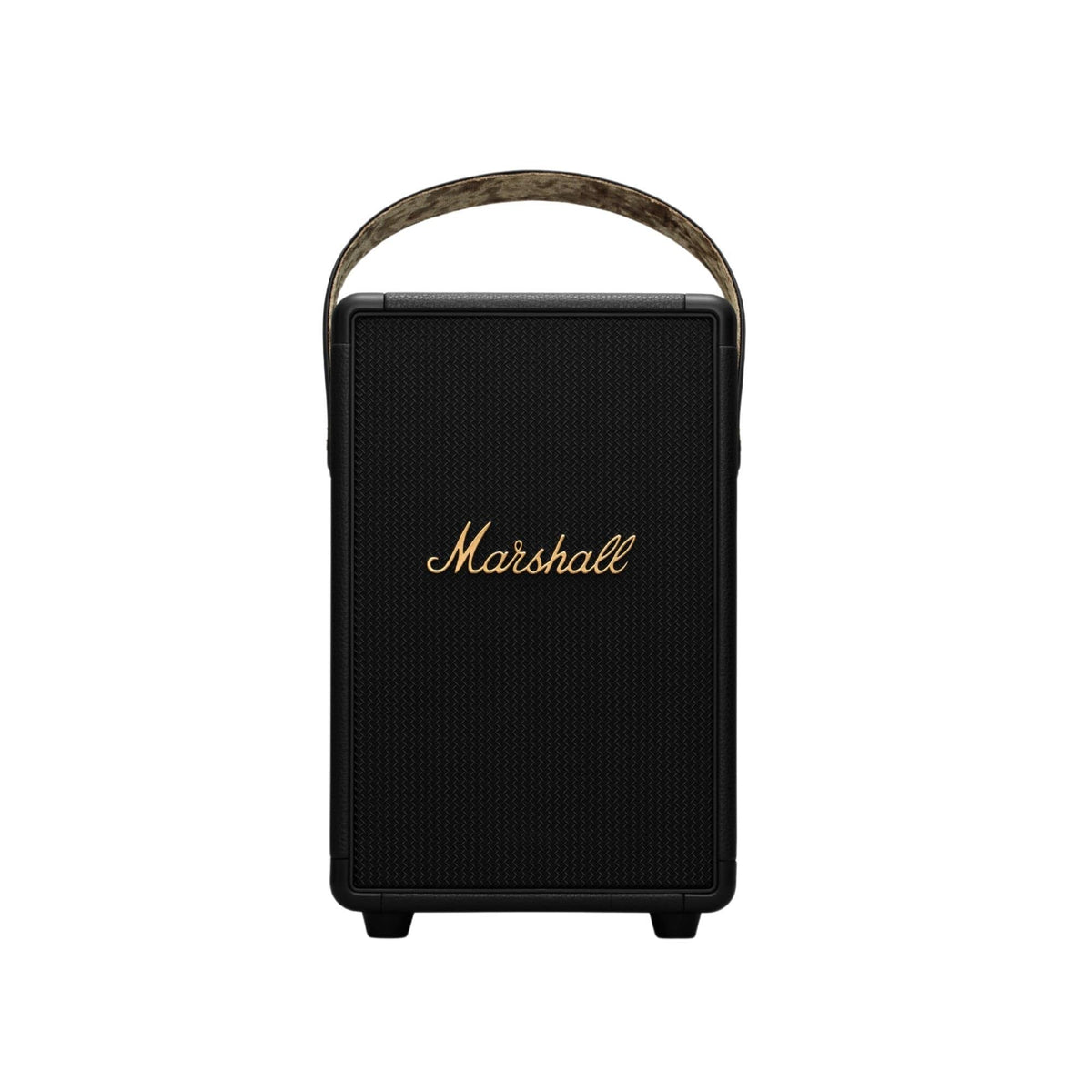 Marshall Tufton front grille detail showcasing rugged metal design for outdoor listening