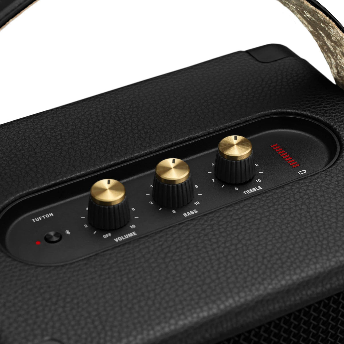 Marshall Tufton top panel battery indicator shows remaining power