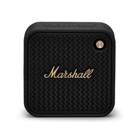 Marshall Willen II rugged speaker with black-brass finish ready for outdoor travel