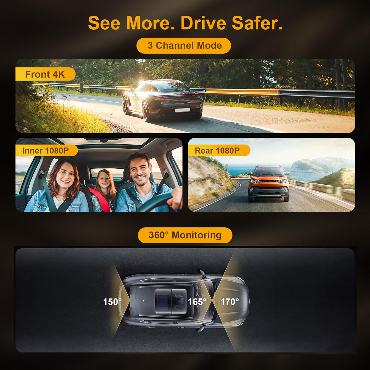 Martalk K80 rear 1080p camera provides reliable rear-view recordings.