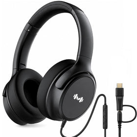 MartiAudio over-ear headphones with USB-C adapter and 3.5mm jack for versatile device compatibility.