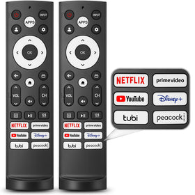 Marvour two-pack Hisense remote front view showing quick setup capability