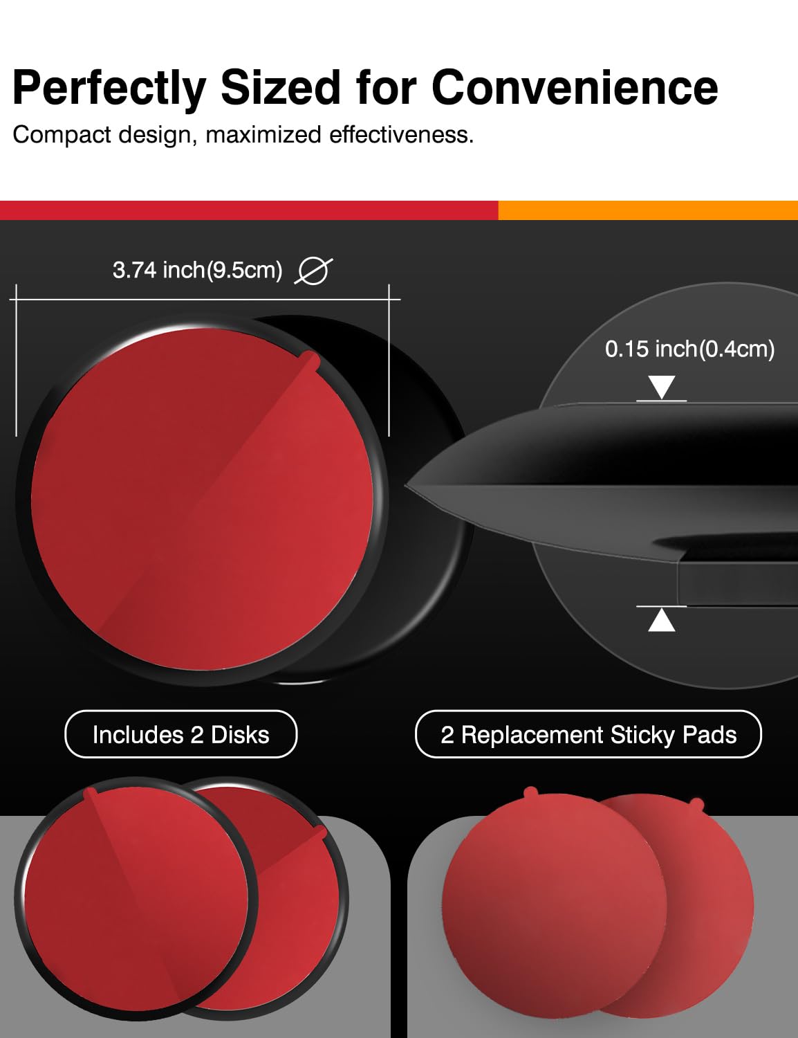 MASIGO disk delivers strong hold on bumpy roads for phone and GPS mounts.
