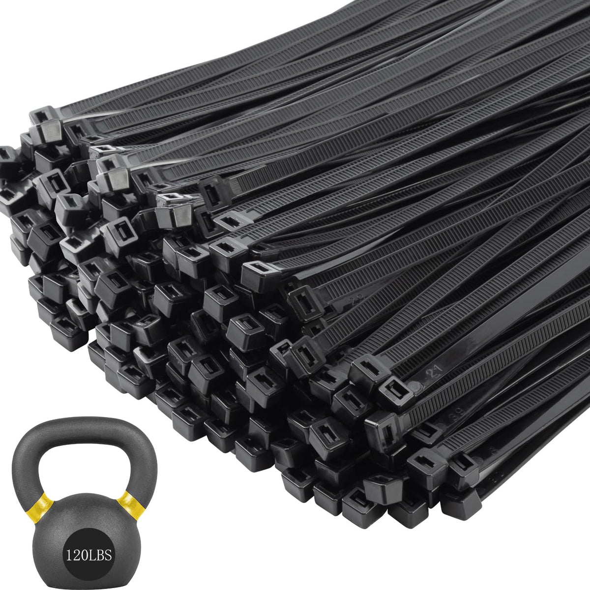 MasiStranth 18-inch black zip tie in a large pack for versatile cable management projects.