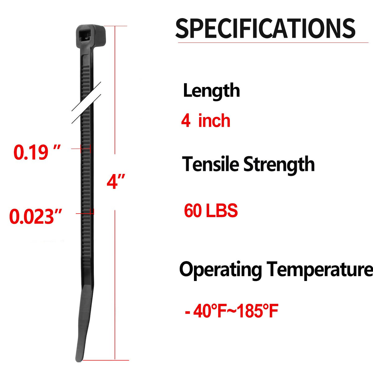 Masistranth 60lbf tensile zip ties handle heavy-duty bundles for workshops