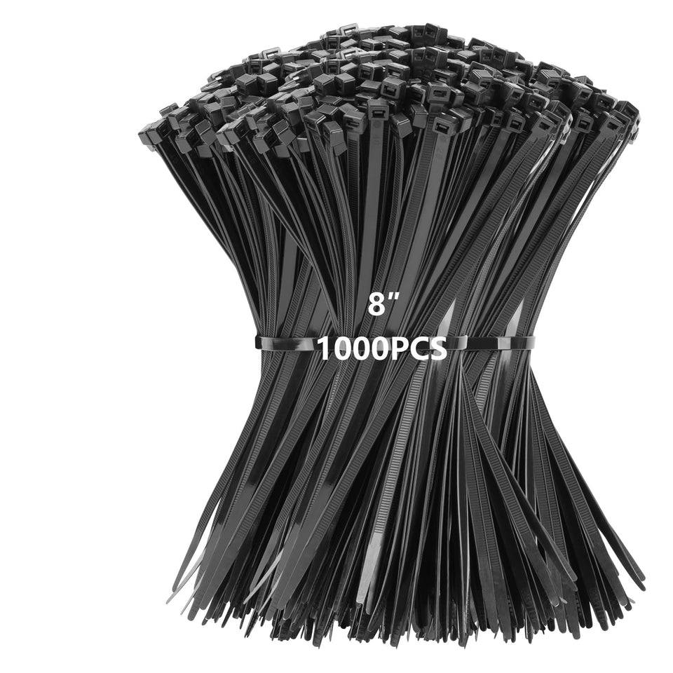 Masistranth 8-inch black zip tie for cable organization indoors.
