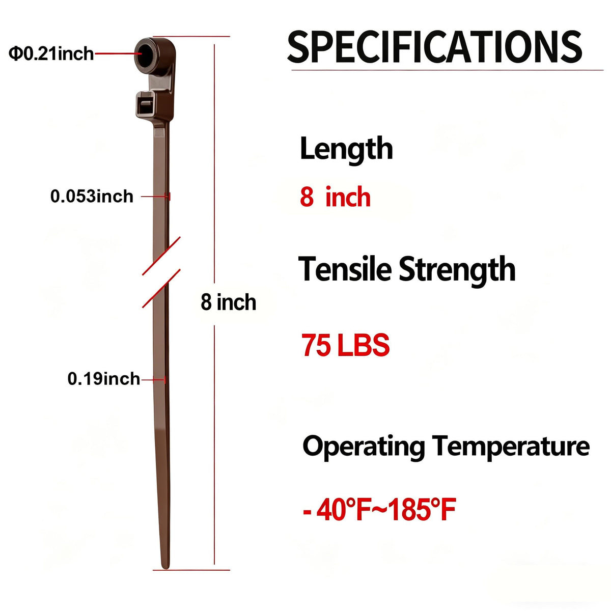 MasiStranth nylon zip tie rated 70lb for heavy-duty mounting.