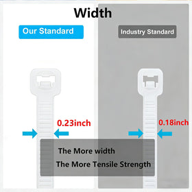 MasiStranth zip tie beside ruler showing 10-inch length and 5.8mm width
