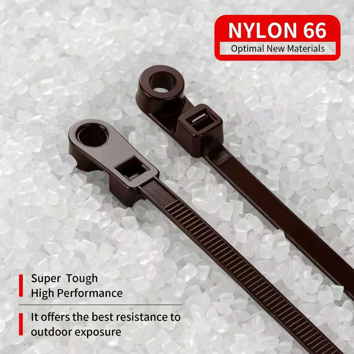 MasiStranth weatherproof zip ties suitable for outdoor use.