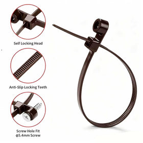 MasiStranth zip tie with screw-hole eyelet for added security.
