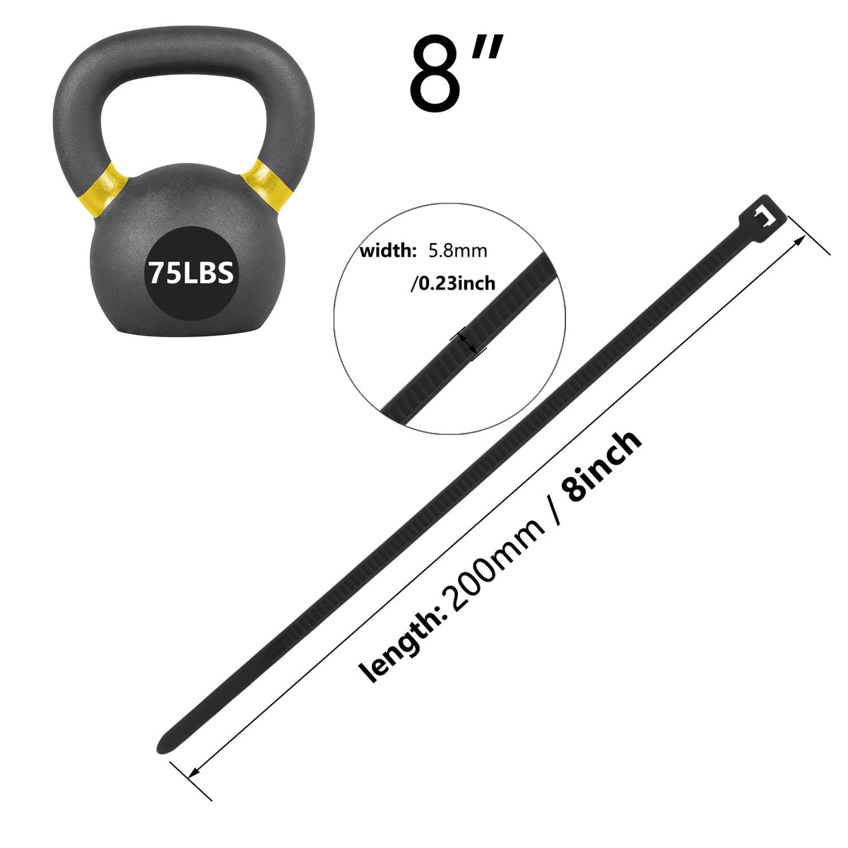 Masistranth UV-resistant zip tie 8-inch for outdoor wiring and weather exposure.