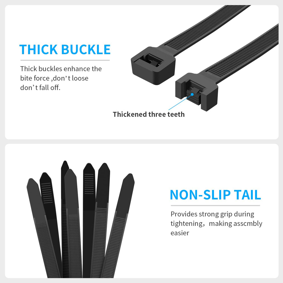 MasiStranth UV-resistant zip tie organizing indoor cables.