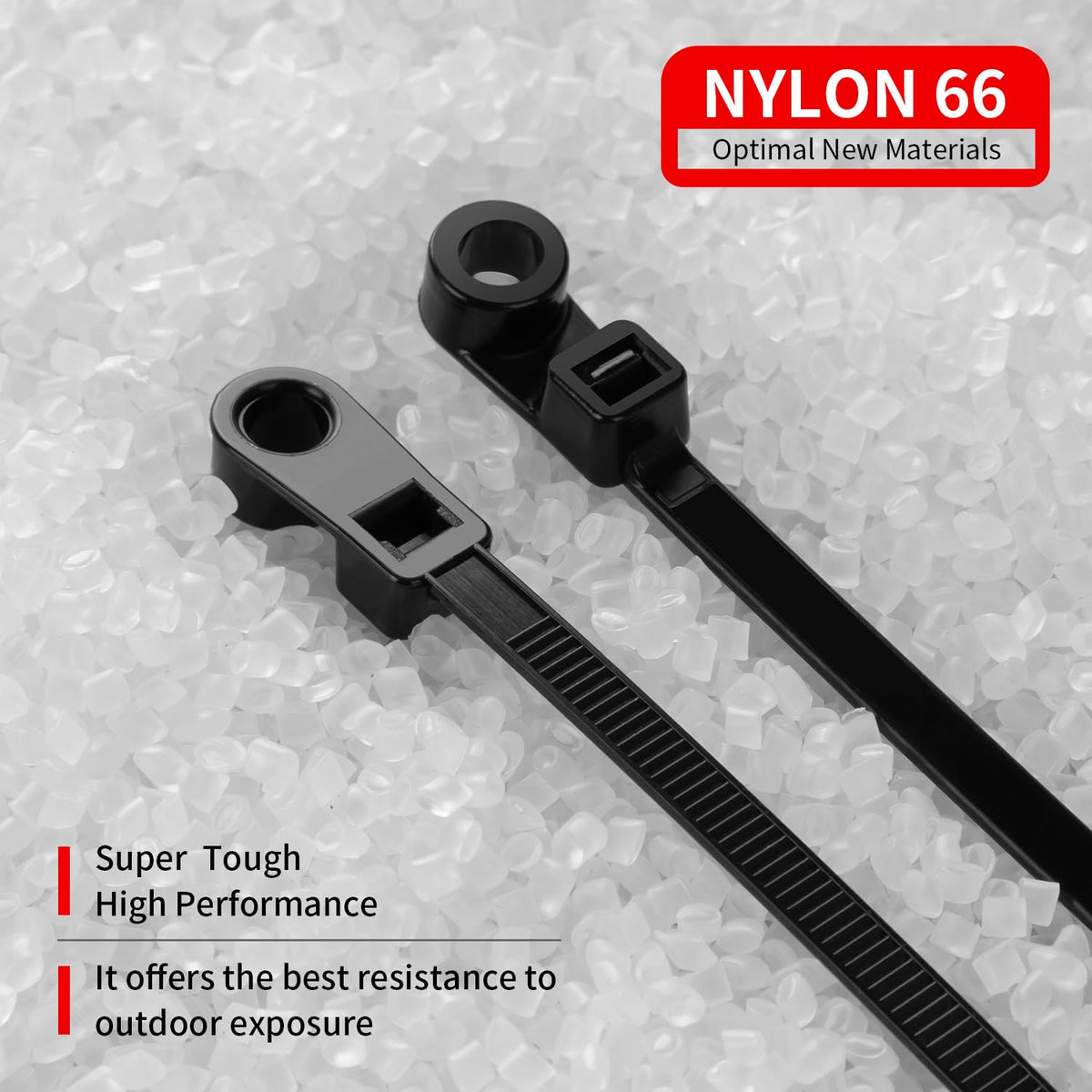 MasiStranth weatherproof zip ties withstand varied conditions from -40°F to 185°F.