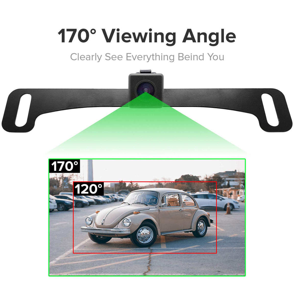 Master Tailgaters license plate backup camera mounted behind the plate