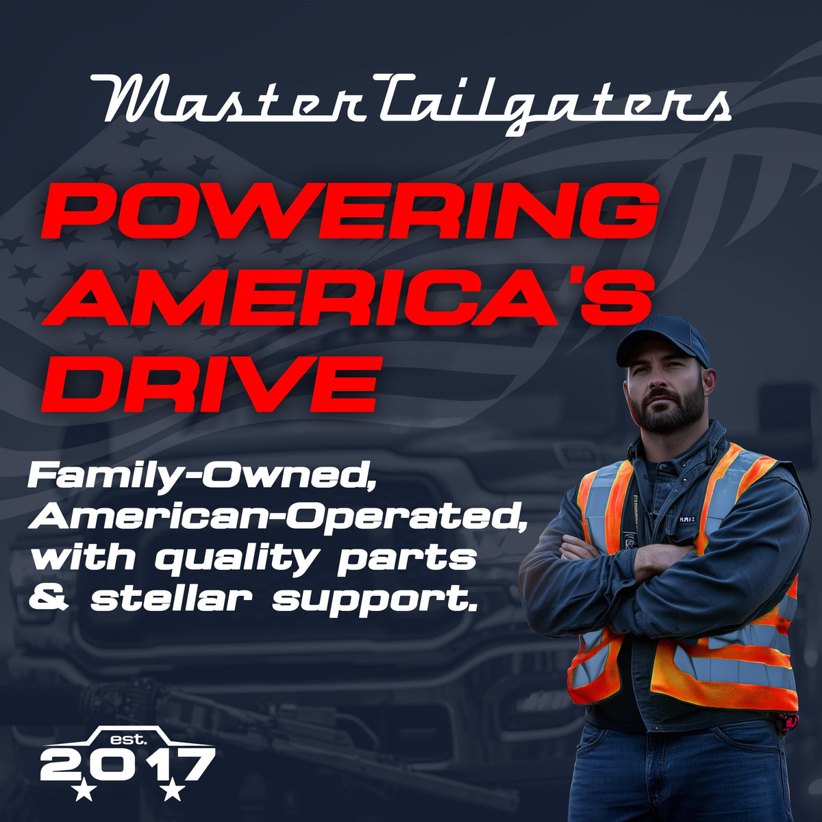 Master Tailgaters optional parking grid lines enhance parking precision.