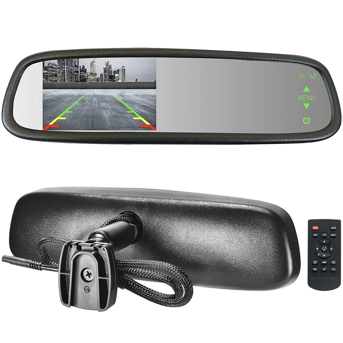 Master Tailgaters ten-point-five-inch rear view mirror with 4.3-inch LCD for easy reversing