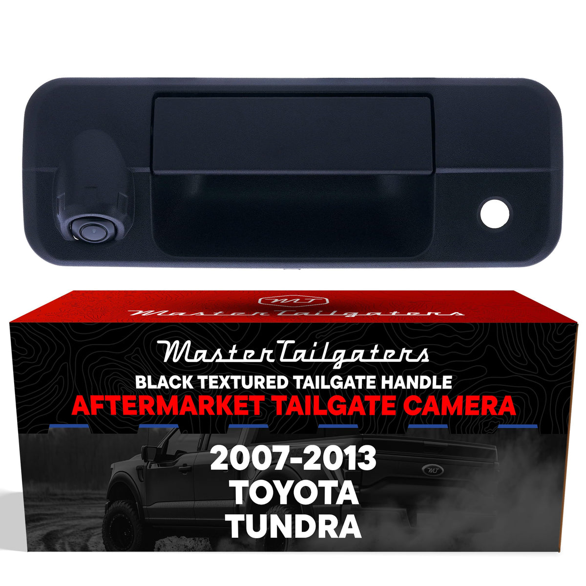 Master Tailgaters tailgate handle with camera installed for Tundra, improving reversing visibility