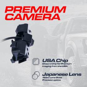 Master Tailgaters wide-angle 168-degree diagonal lens expands the rear field of view.