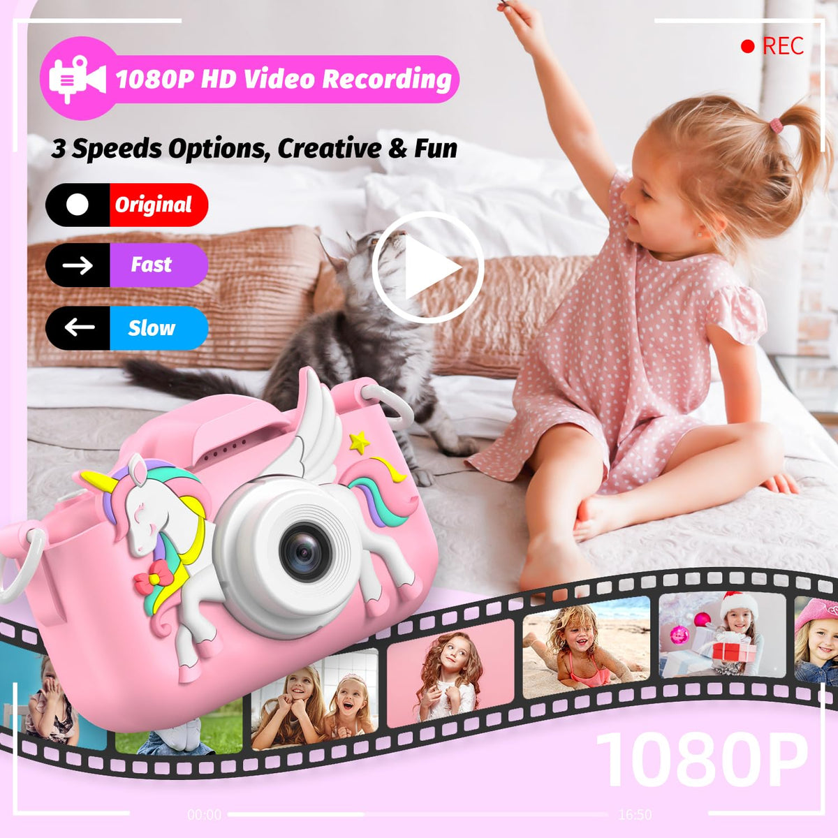 masterbee camera held in a child's hand showing compact size and portability