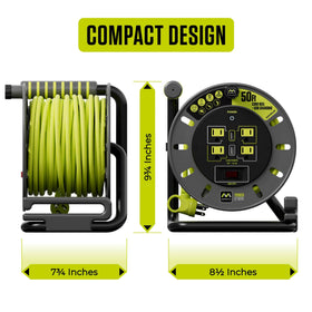 Masterplug portable 50ft reel ready for DIY, jobsites, or home use.