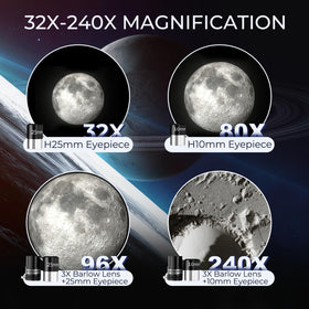Matalde alt-azimuth mount enables smooth sky tracking.
