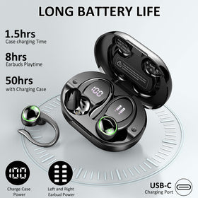 Matast earbuds 60h playback case with digital charging indicator.