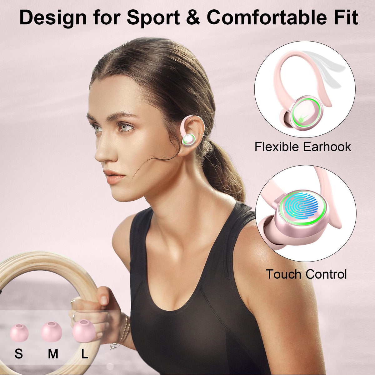 Matast earbuds 60h playback with charging case for longer workouts.