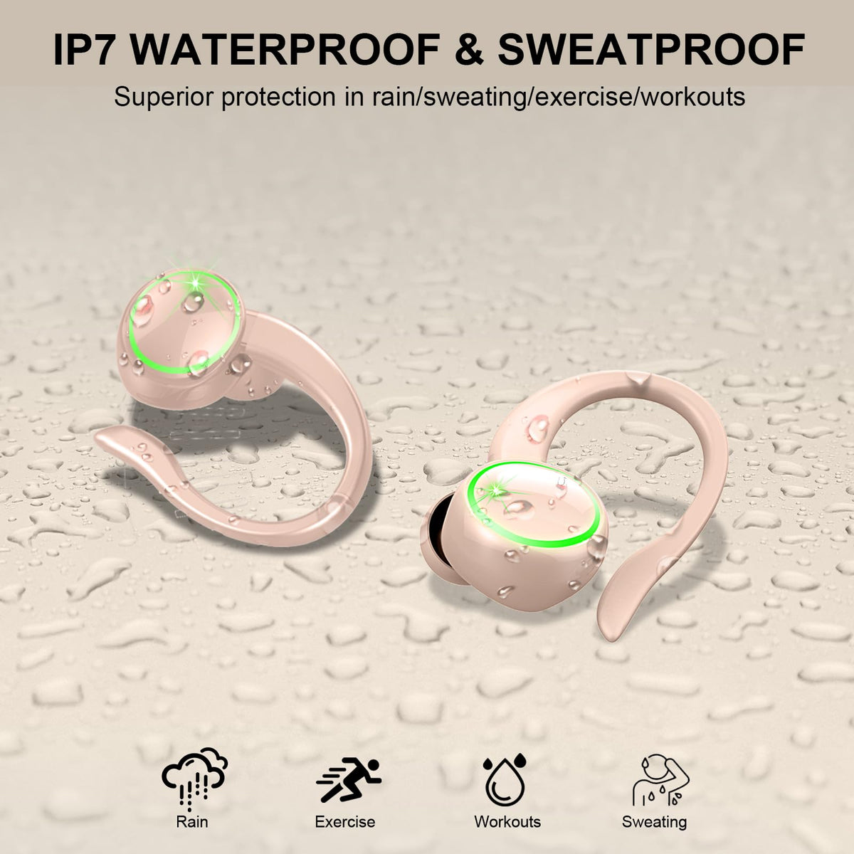 Matast ergonomic 45° ear hooks stay secure during workouts
