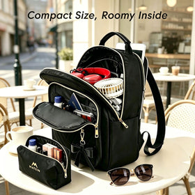 MATEIN mini-backpack-women-detachable-bow-detail adds cute style to the purse.