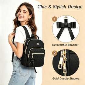 MATEIN mini-backpack-women-gold-zippers offer sleek hardware and easy access.