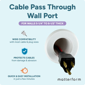 Matterform Cable Port interior tunnel reveals a full tube pathway for organized cables.