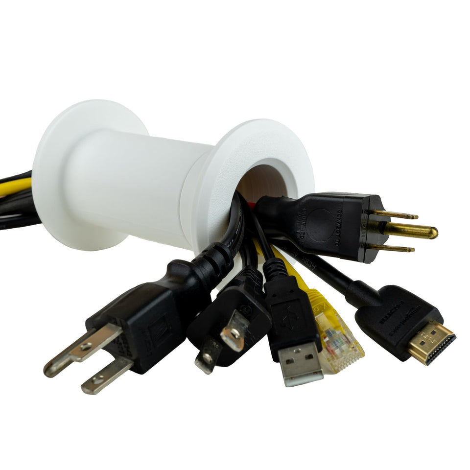 Matterform Cable Pass Through Wall Port outer view for clean cable routing between rooms.