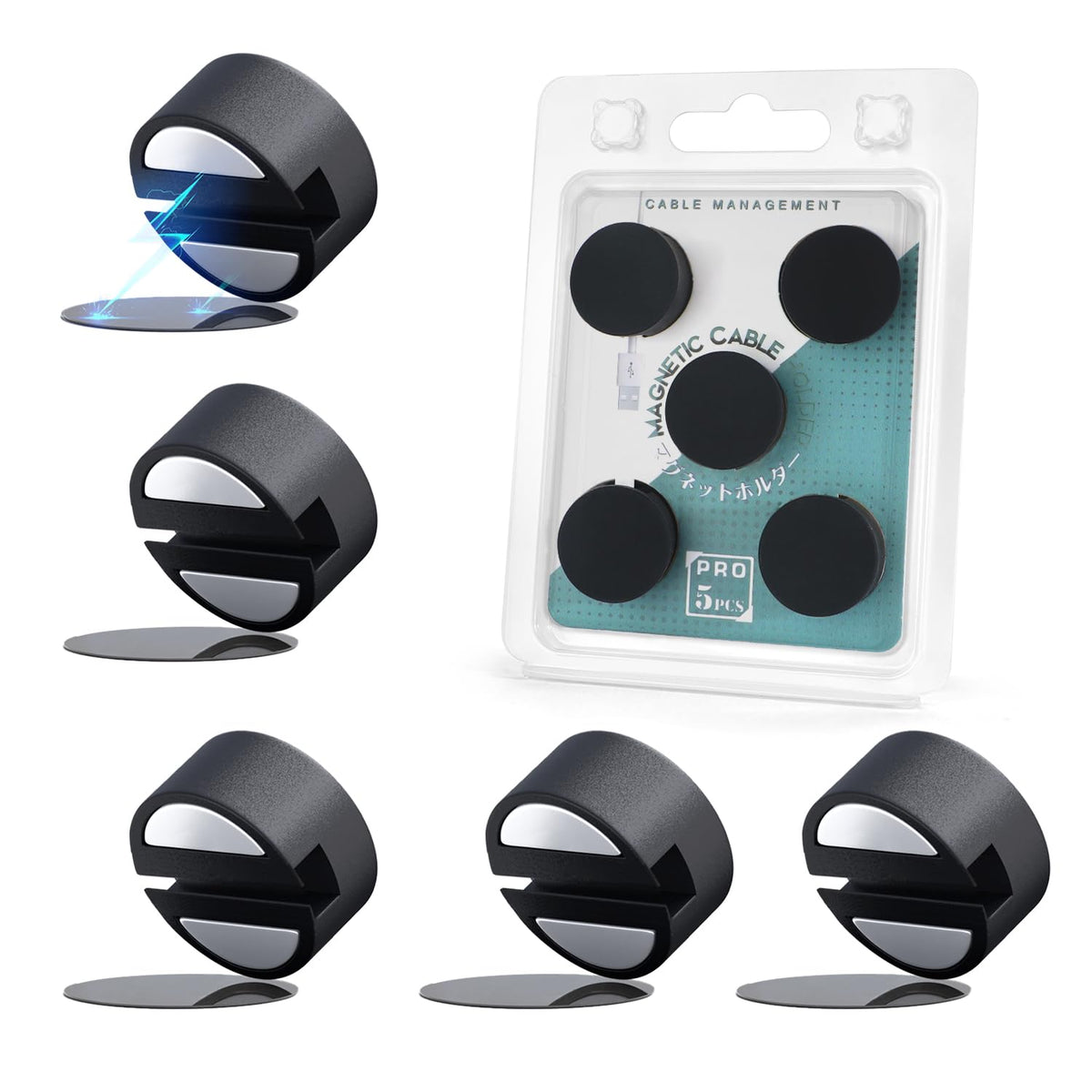 Maveek magnetic cord clip on desk keeps cables tidy and accessible.