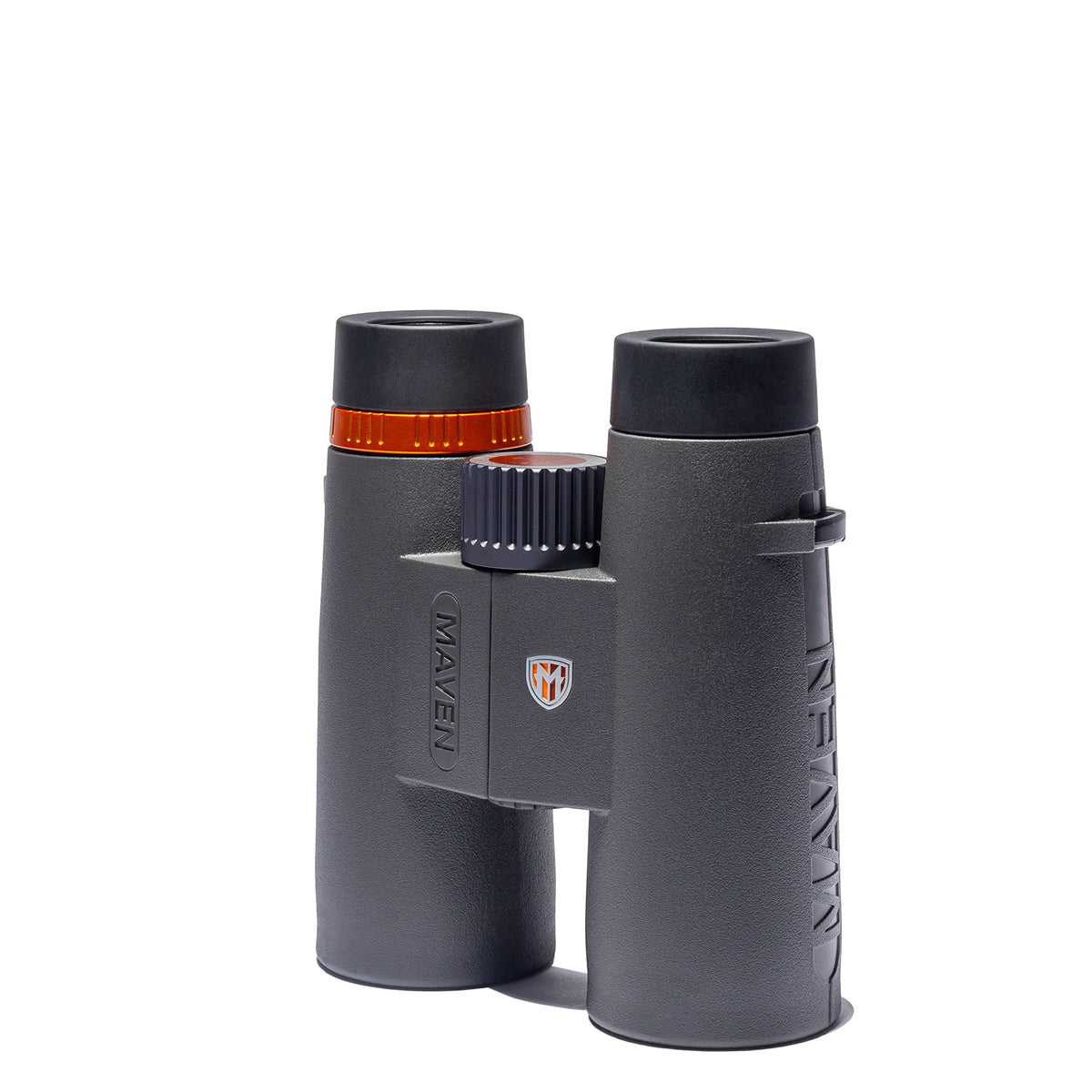 Maven C1 10x42mm ED binocular front view shows a gray orange body for field use.