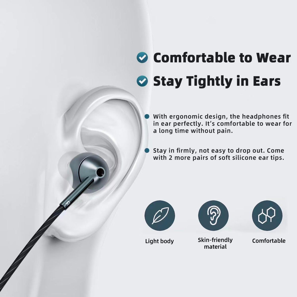 MAXAUX USB-C Earbuds braided cable resists tangling for daily durability.