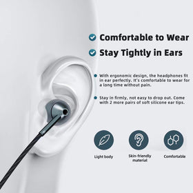 MAXAUX USB-C Earbuds braided cable resists tangling for daily durability.
