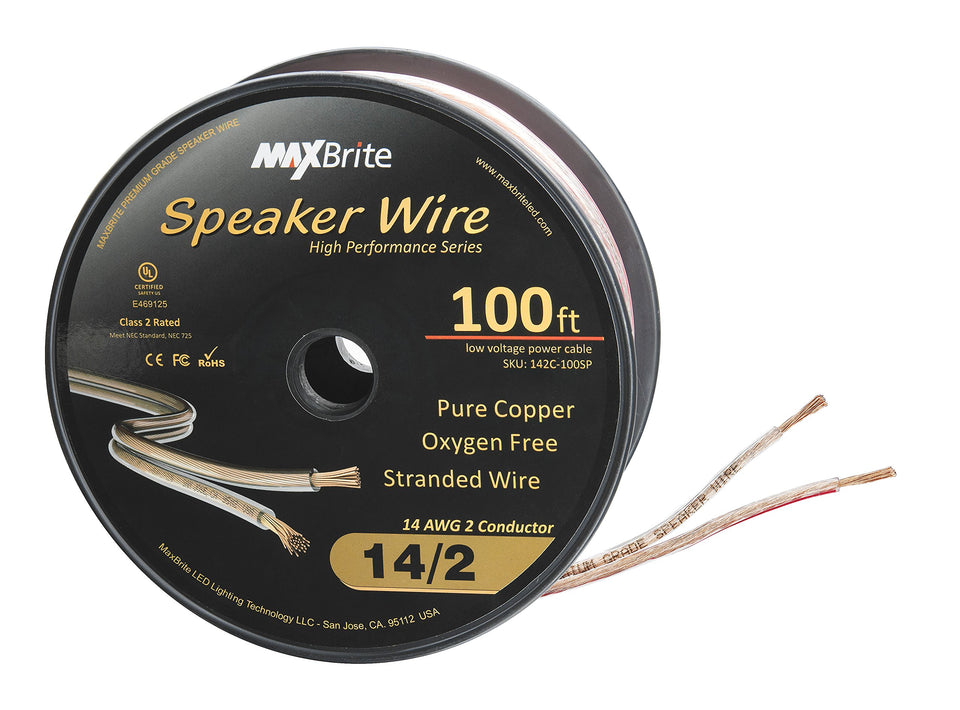 MaxBrite spool front view showing clear jacket and red stripe for fast installation
