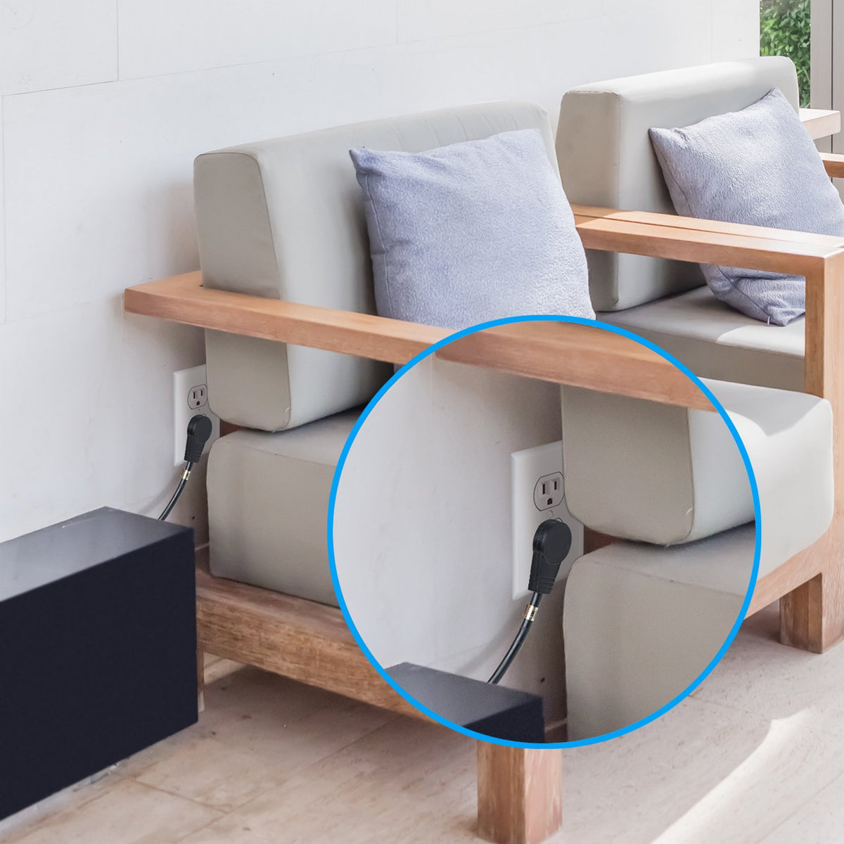 Maximm power cord in desktop setup reducing clutter and preventing tangles
