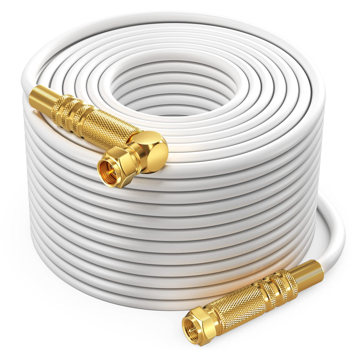 Maximm front connector showing gold-plated F-type and secure contact benefit